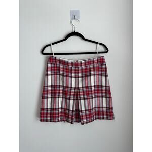 J. Crew Nello Gori Size 6 Red Plaid Skirt Wool Blend